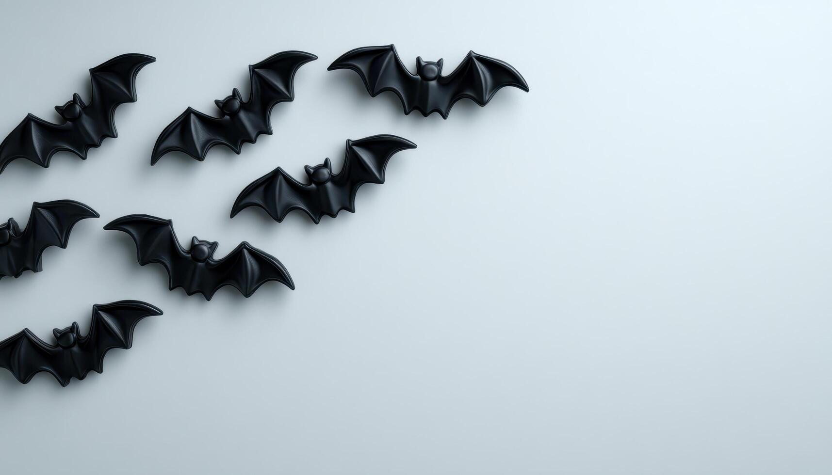 Halloween bats silhouette decoration clean wall modern art indoor top view spooky concept photo