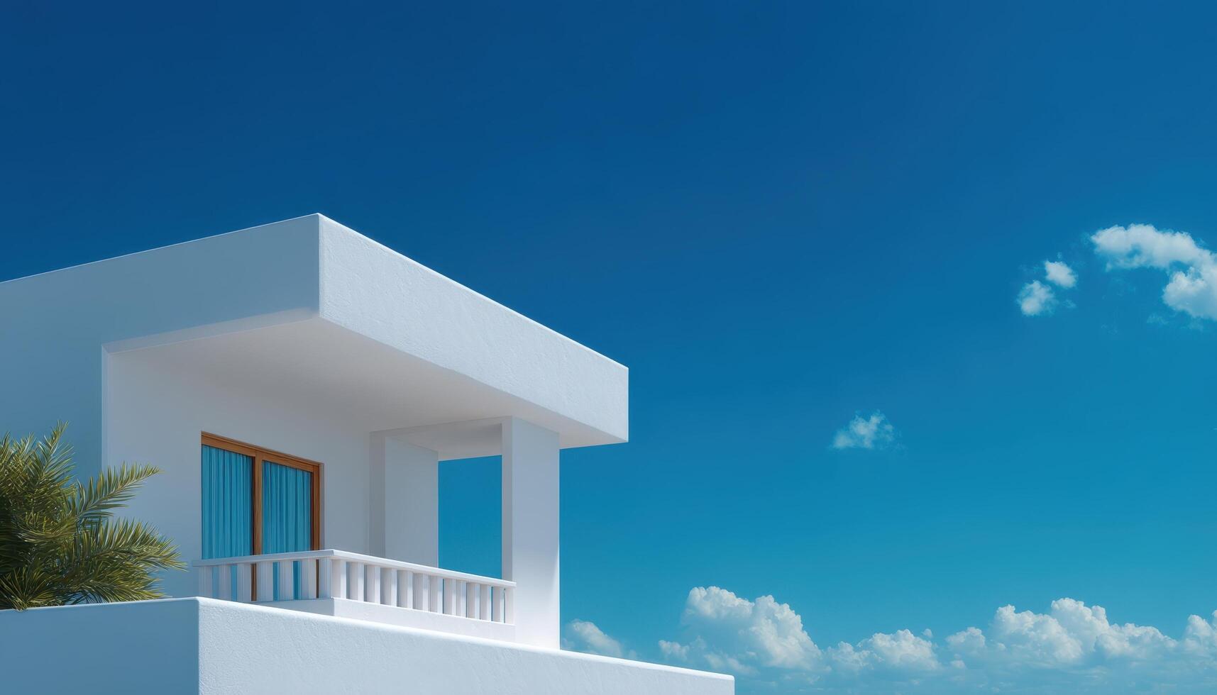 Modern minimalist architecture coastal location bright sunlit exterior scenic view conceptual design photo
