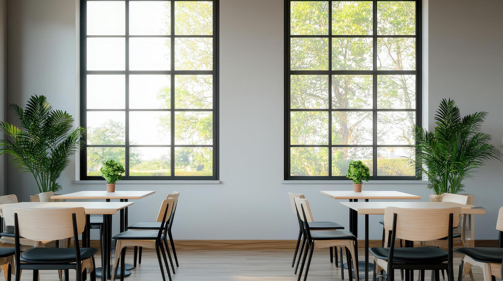 Embrace comfort cozy modern interior design with large windows in a bright warm atmosphere photo