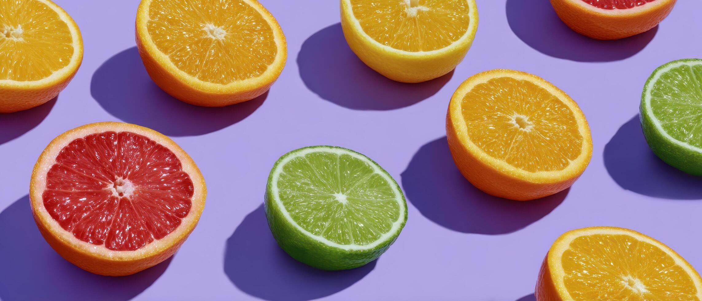 Colorful citrus slices art arrangement modern studio food photography abstract design photo