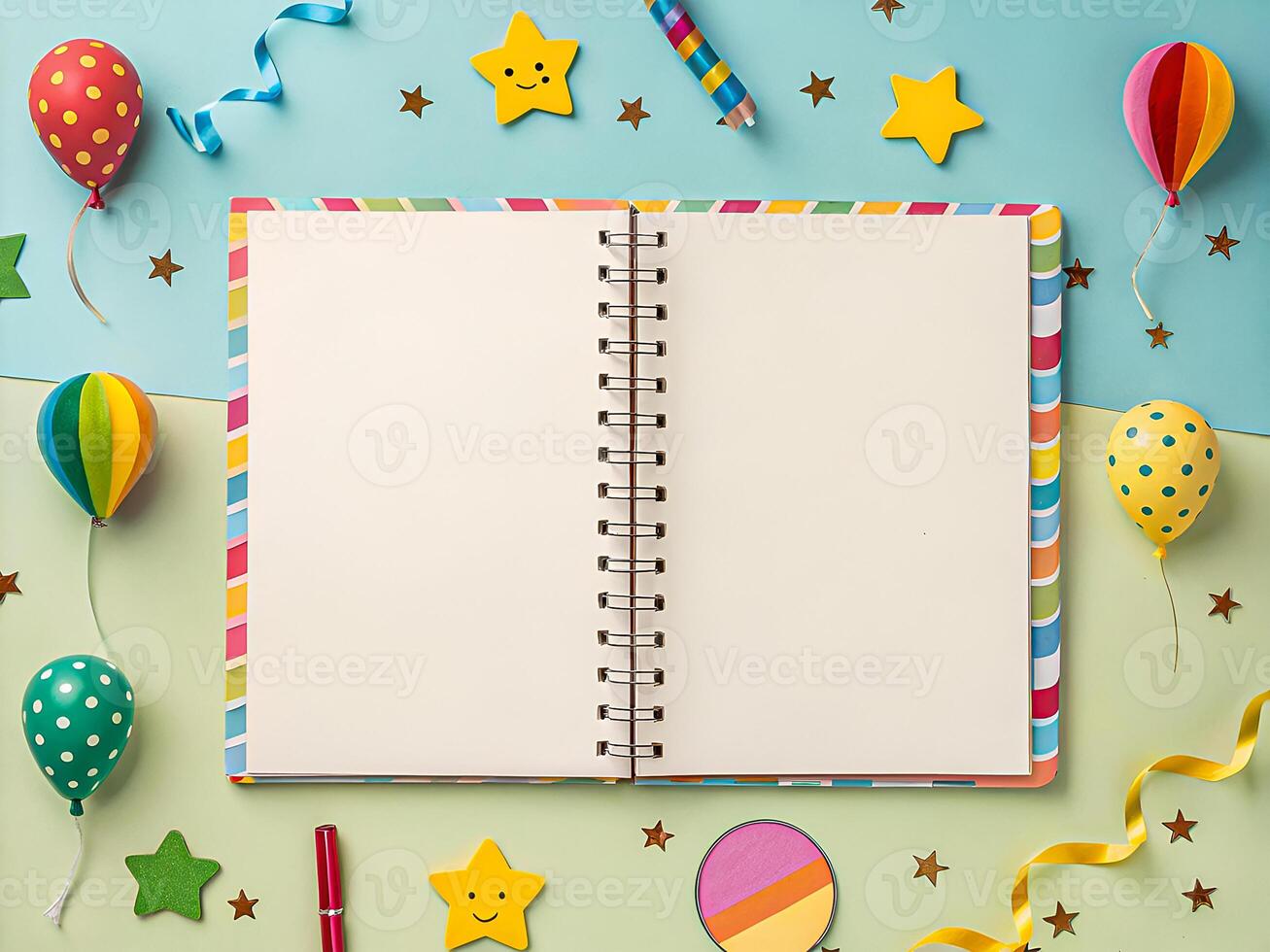Blank Notebook Amidst Festive Colors photo