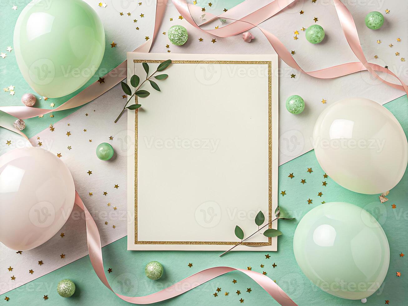 Elegant Celebration Invitation with Balloons and Glitter photo