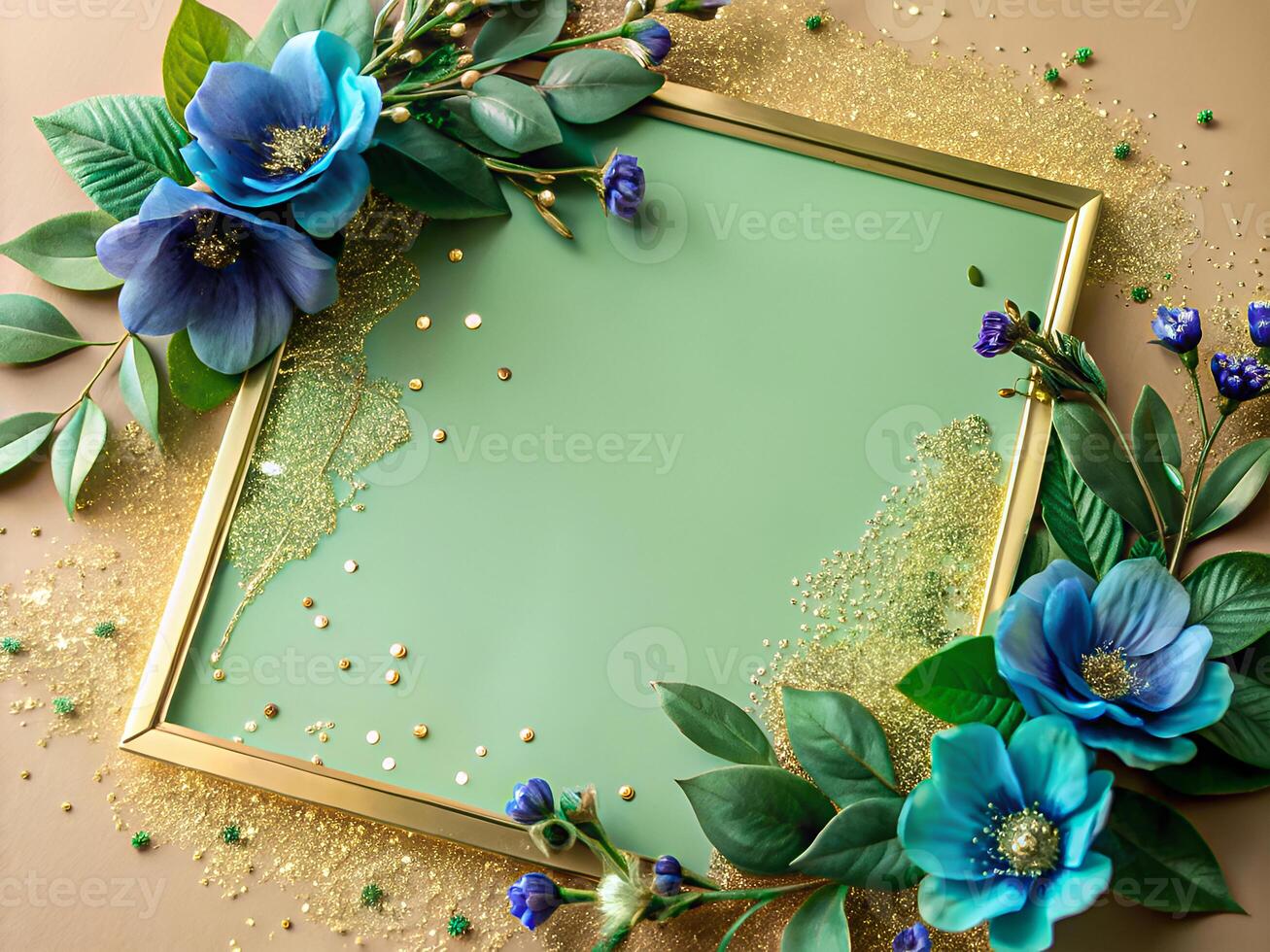 Elegant Floral Frame with Glitter Accents photo