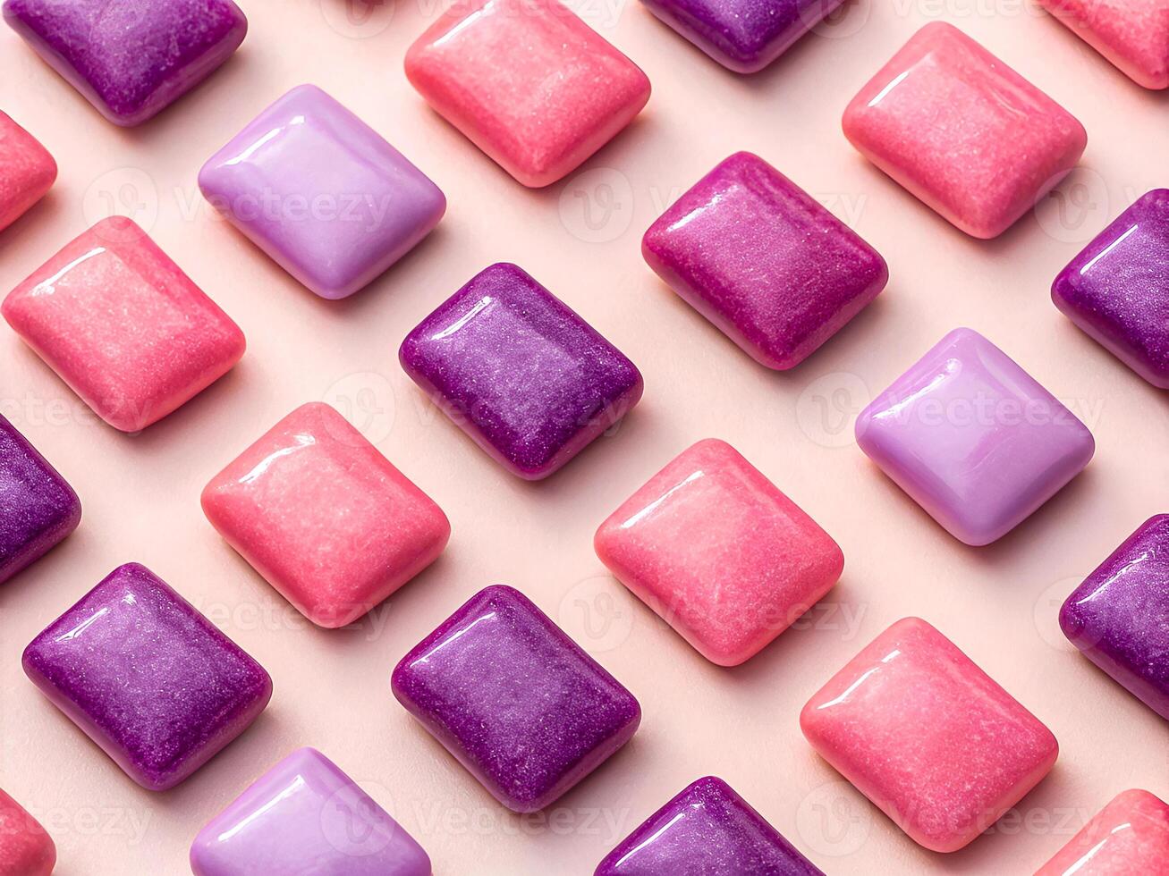 Vibrant Array of Colorful Chewing Gum Pieces Pattern. Delicious food background photo