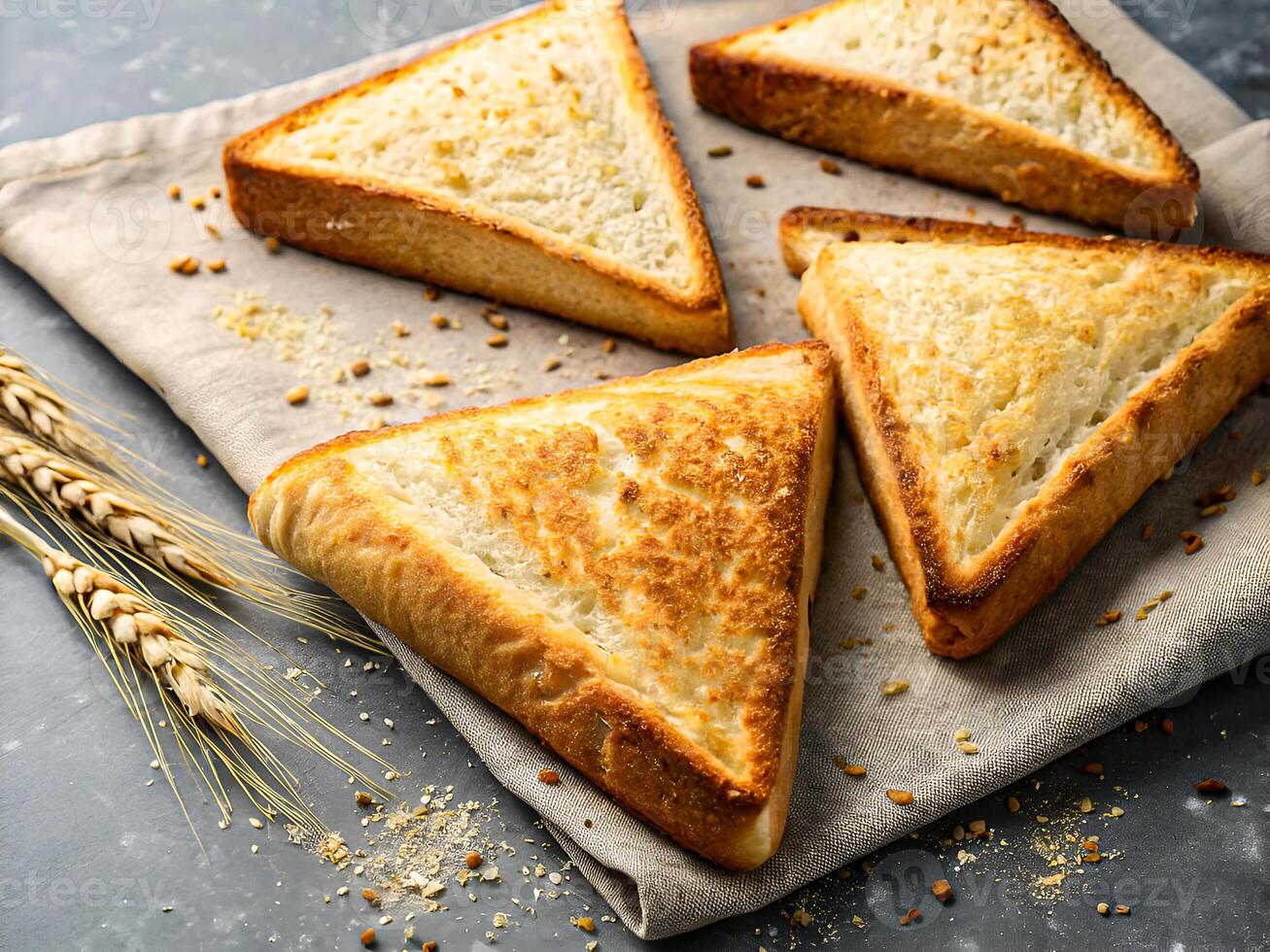Golden Toast Triangles. Perfectly Crispy and Delicious. Delicious food background photo
