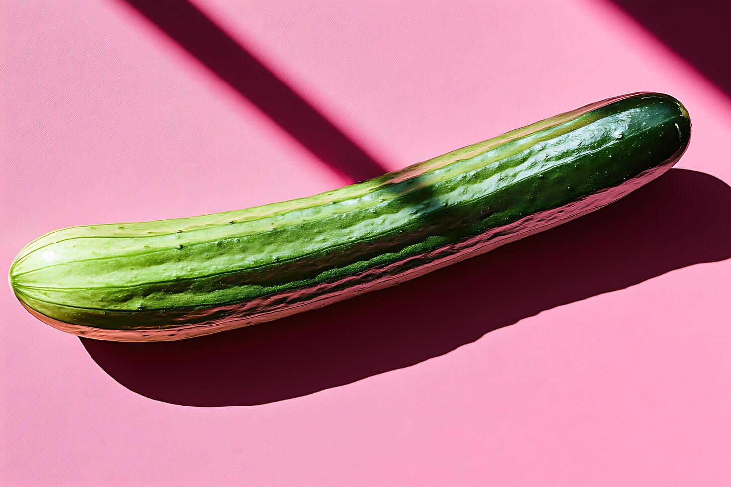Cucumber on Pink Background with Shadow photo