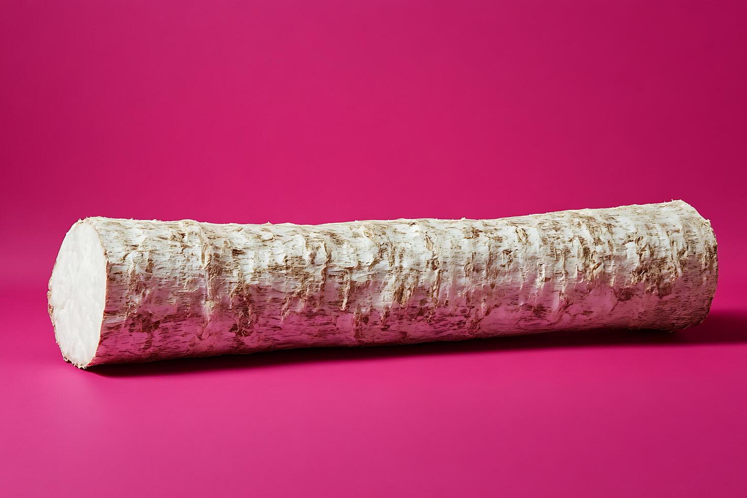 Birch log isolated on pink background photo