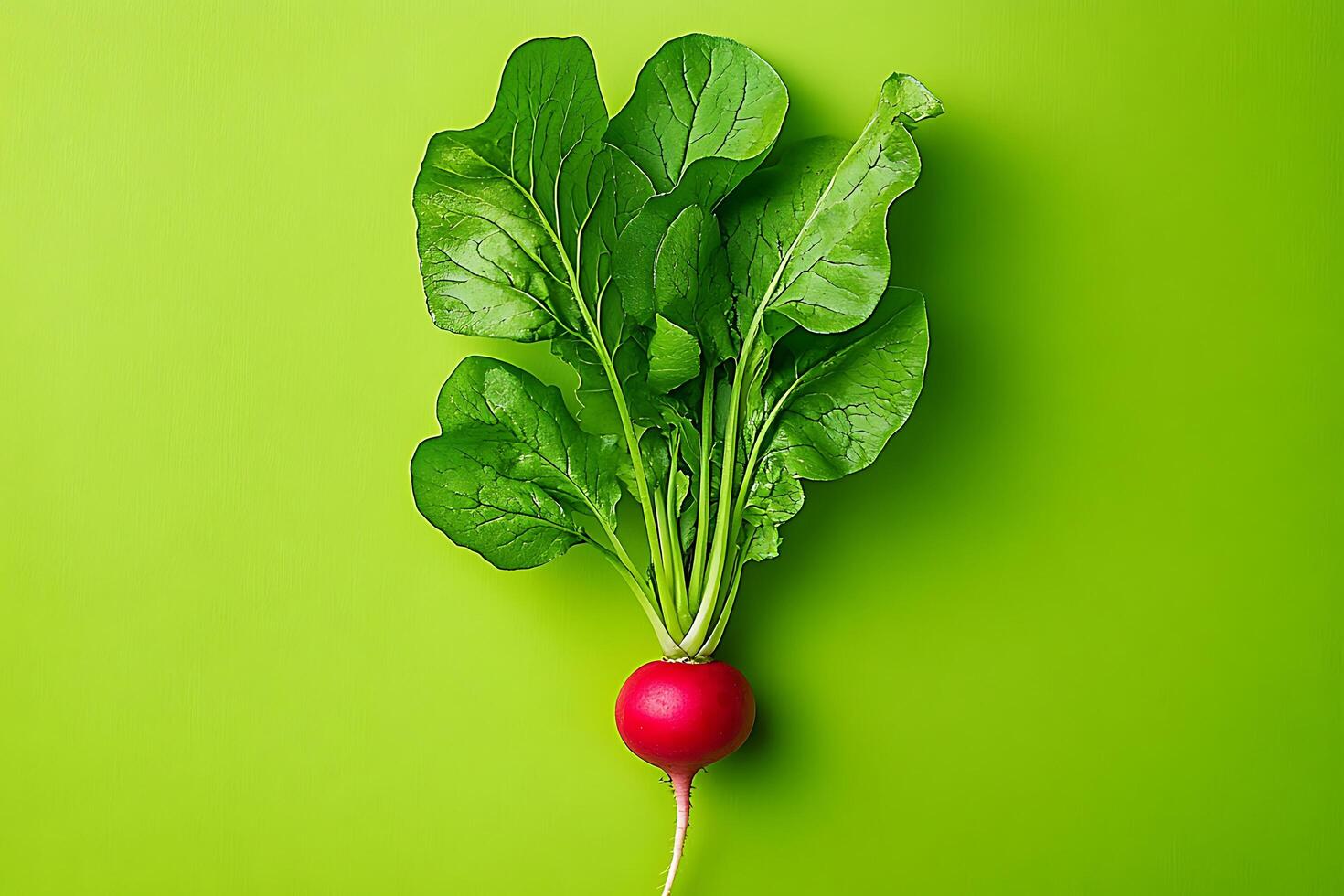 Radish vibrant red against green background photo