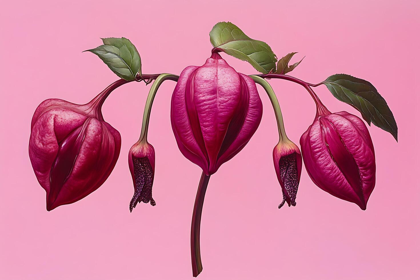 Pink background with unique plant arrangement photo