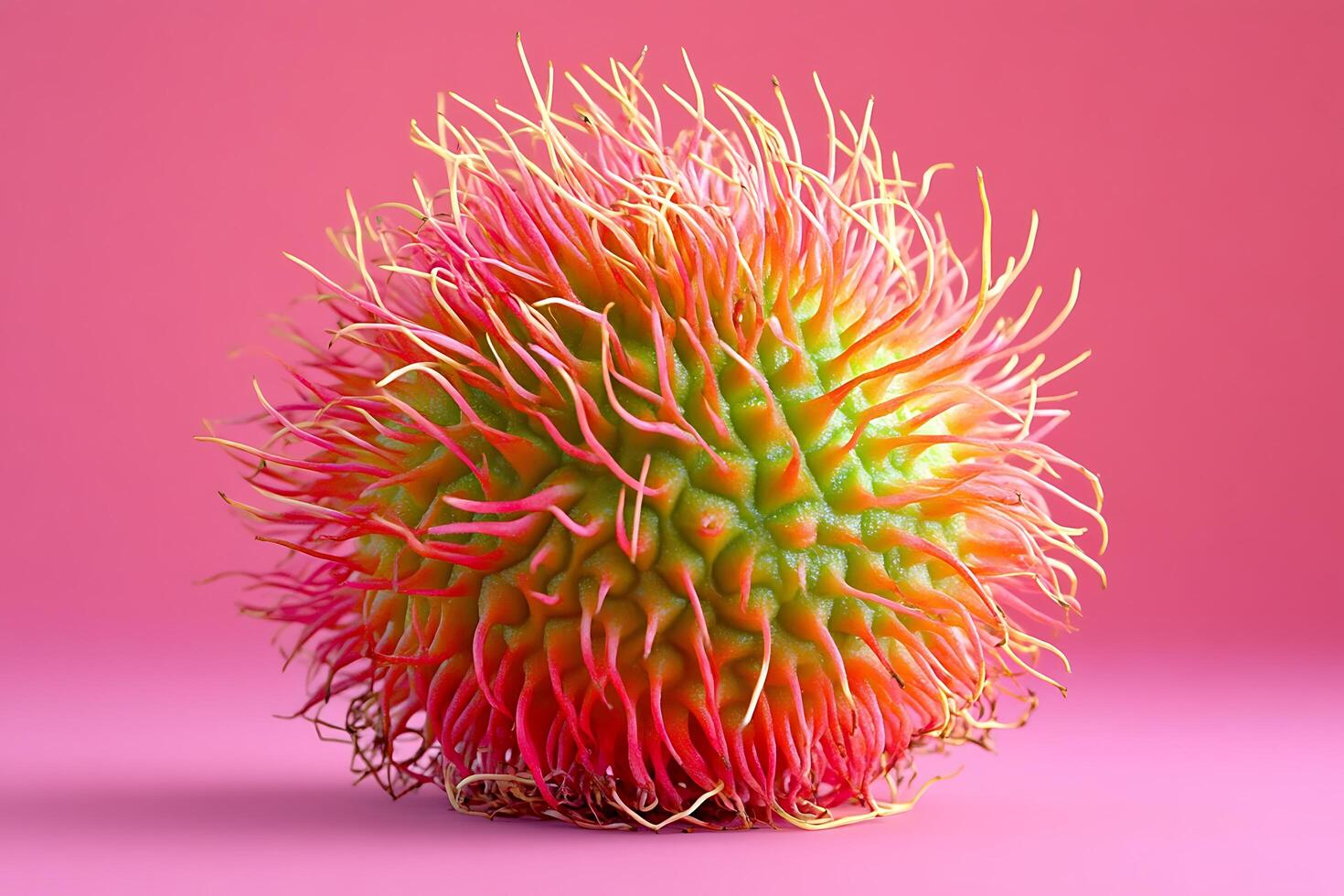 Single rambutan fruit on pink background photo
