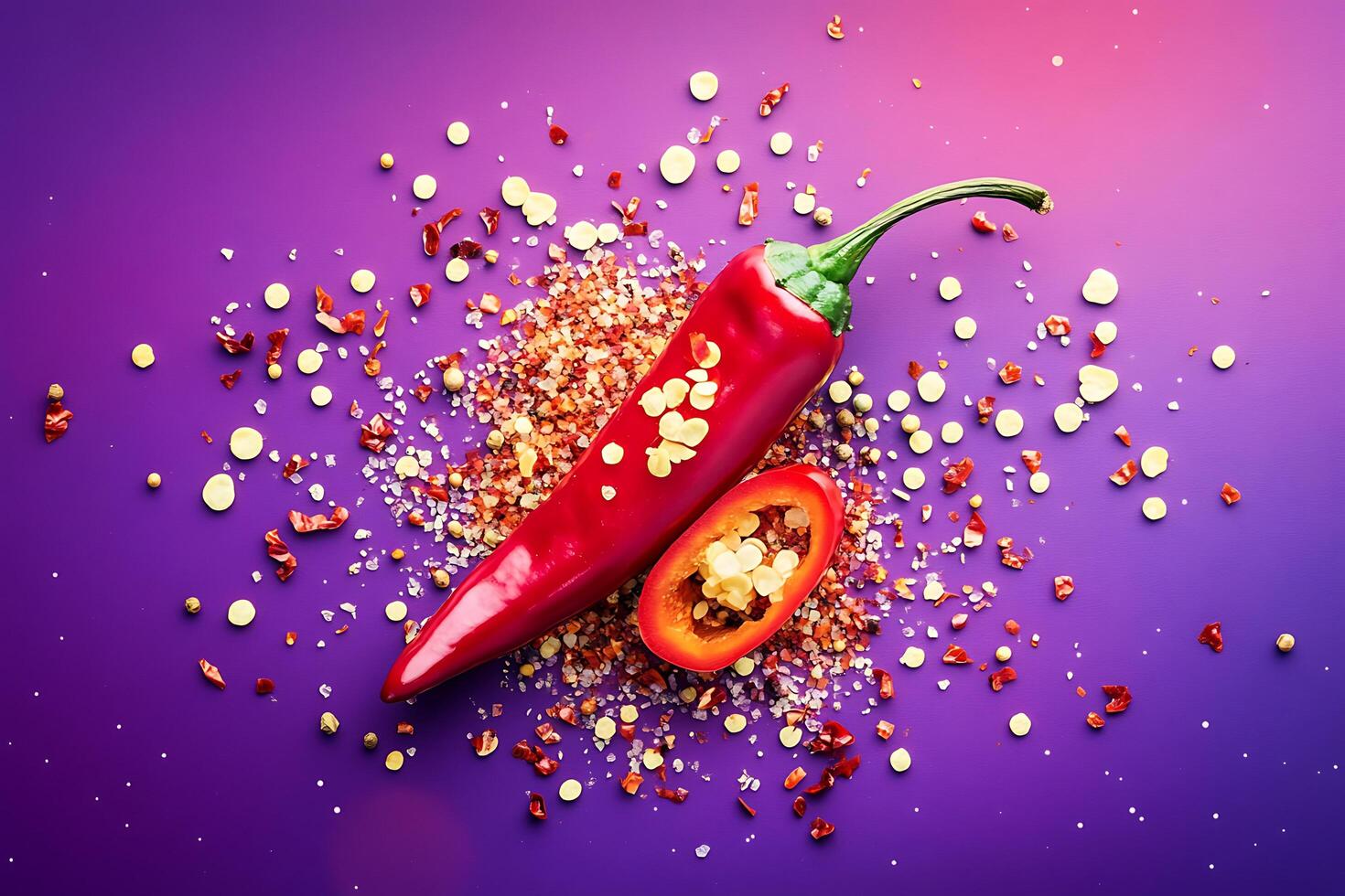 Red chili pepper spice vibrant composition photo