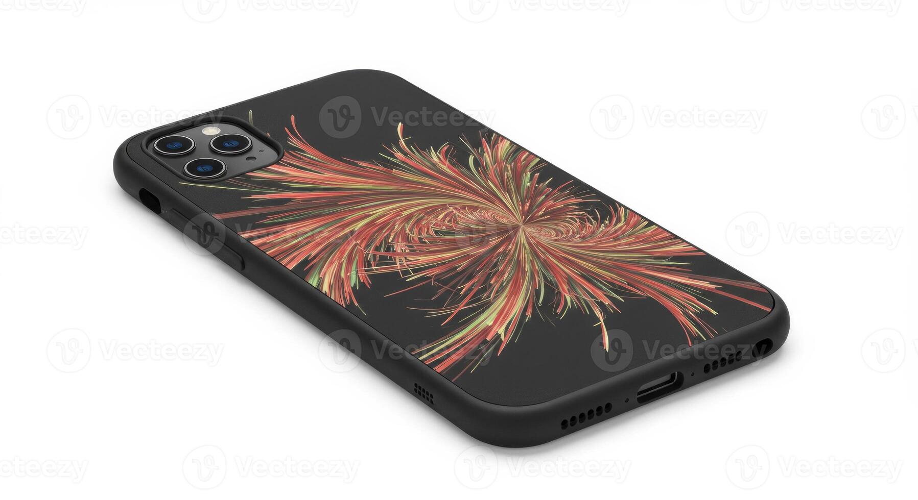 Elegant mobile phone case with stylish colorful particle burst design photo
