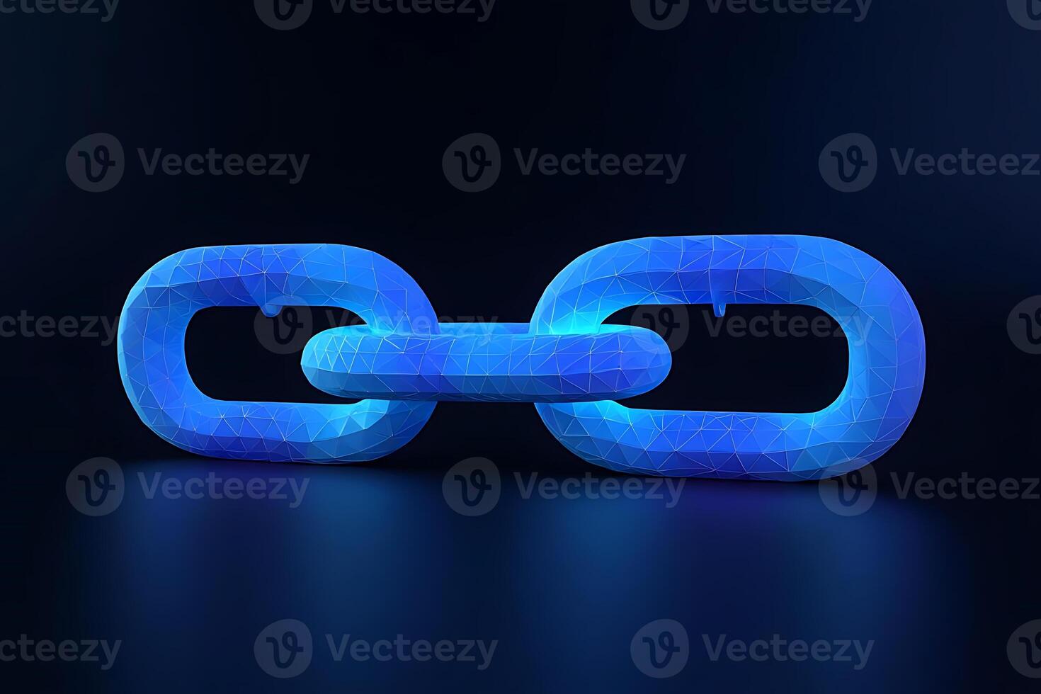 A modern 3d rendered chain with a blue low poly design representing connection and network concepts. photo