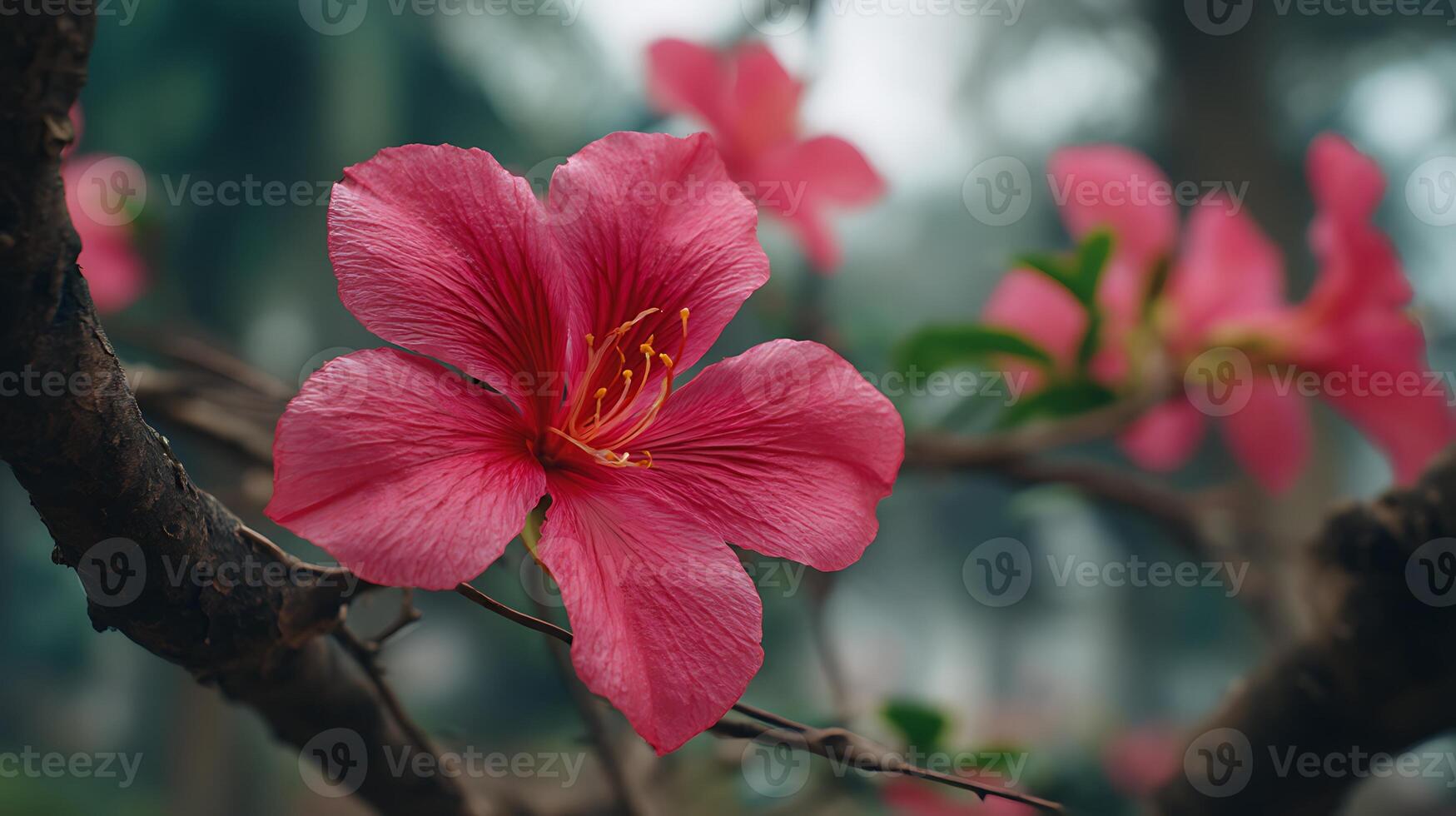 Flower in Perfect Focus on Tree with Dreamy Background photo