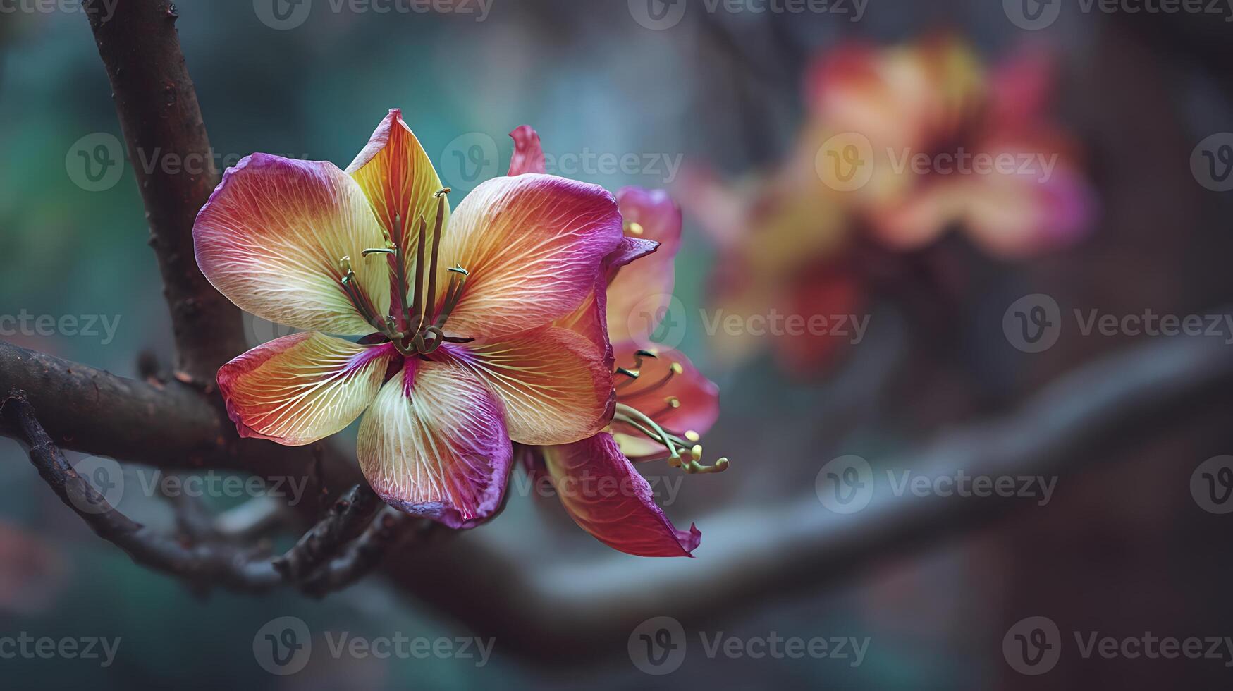 High-Resolution Bloom on Branch Against a Soft Nature Scene photo