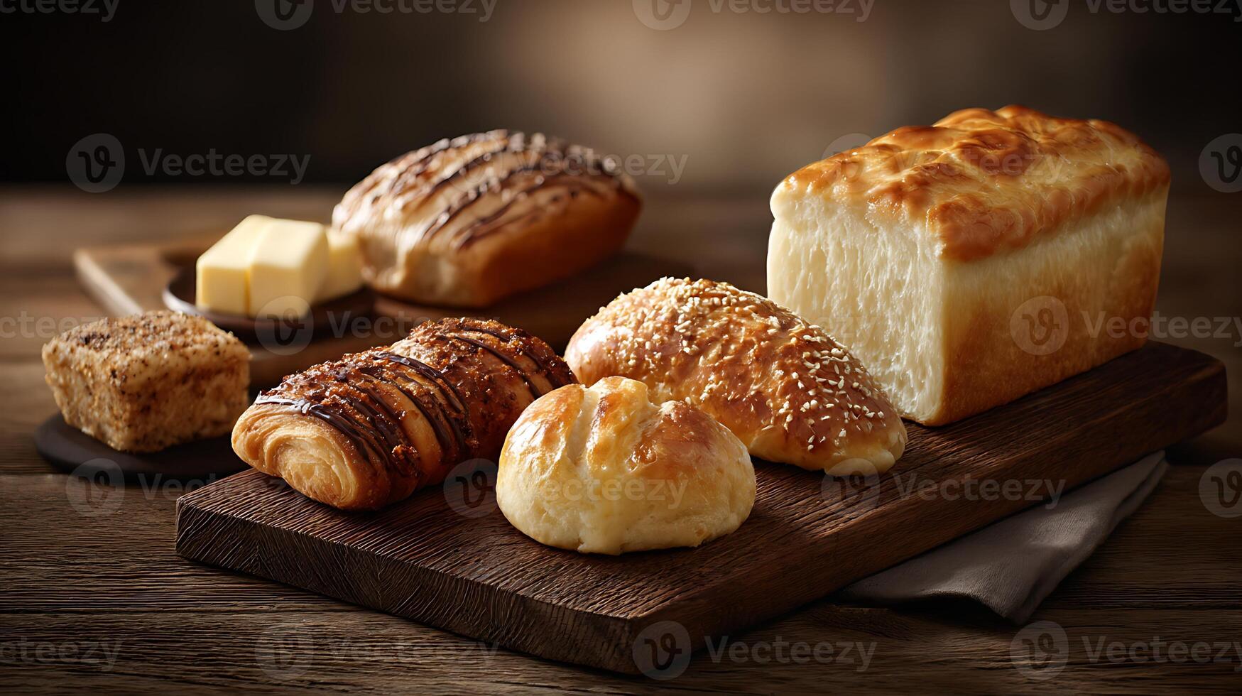 Assorted Bakery Treats Highlighted by Soft, Natural Light photo