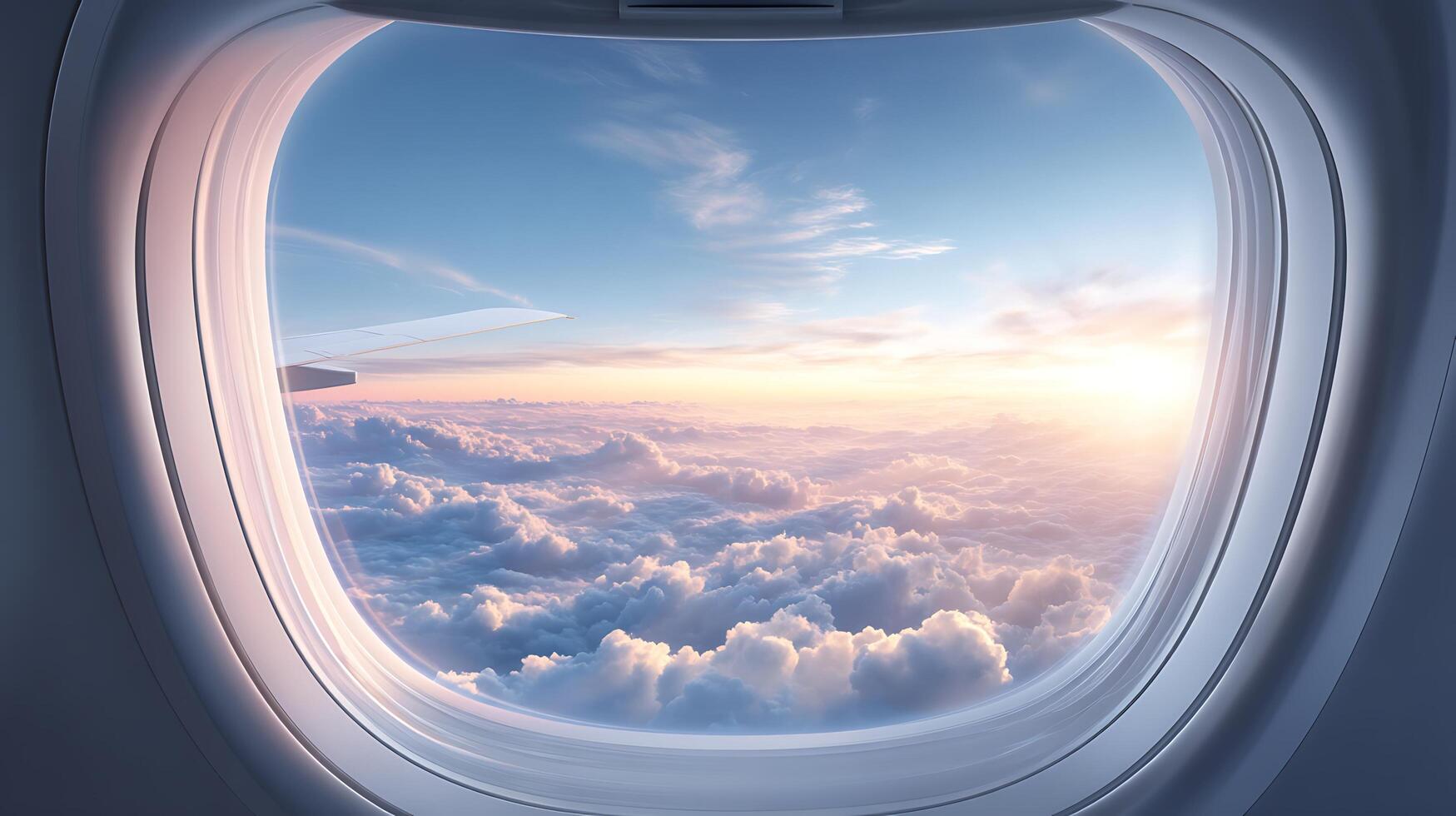 Micro Texture Study of Airplane Window Border Against Soft Nimbus Field photo