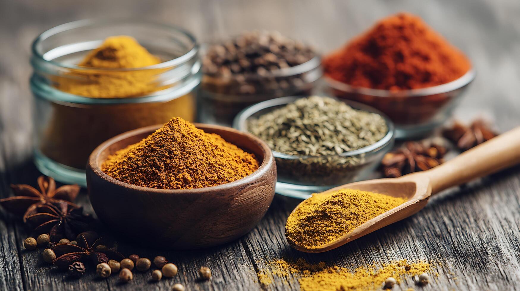Aromatic Clove Buds Nestled Beside Mounded Ginger Powder Heap photo