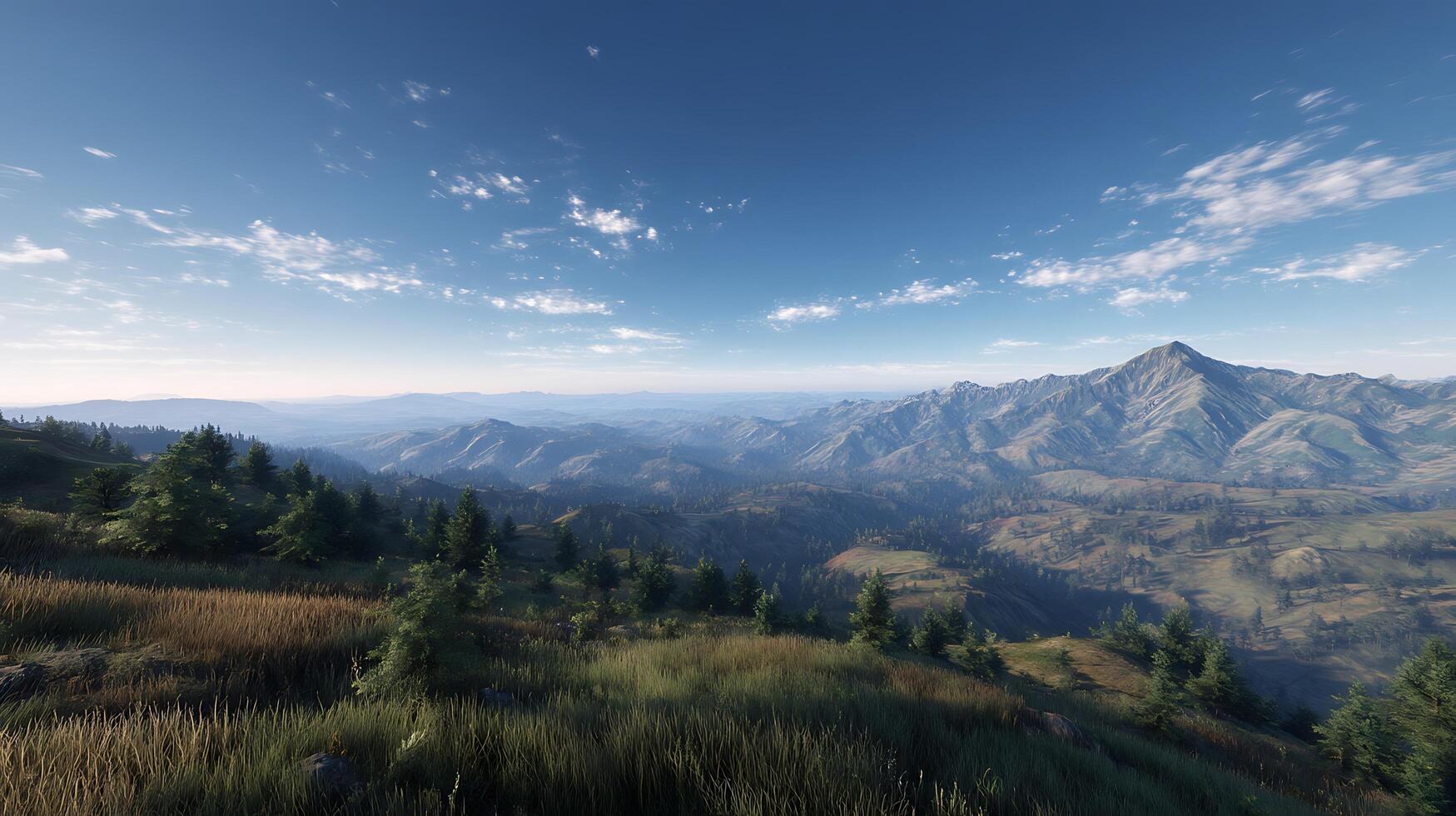 The view from the top of a mountain in red dead redemption 2 photo