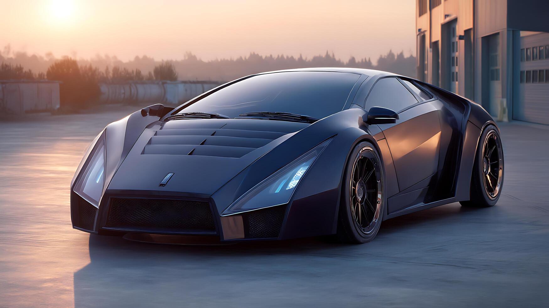 Sleek Modern Vehicle With Detailed Textures and Outdoor Background photo