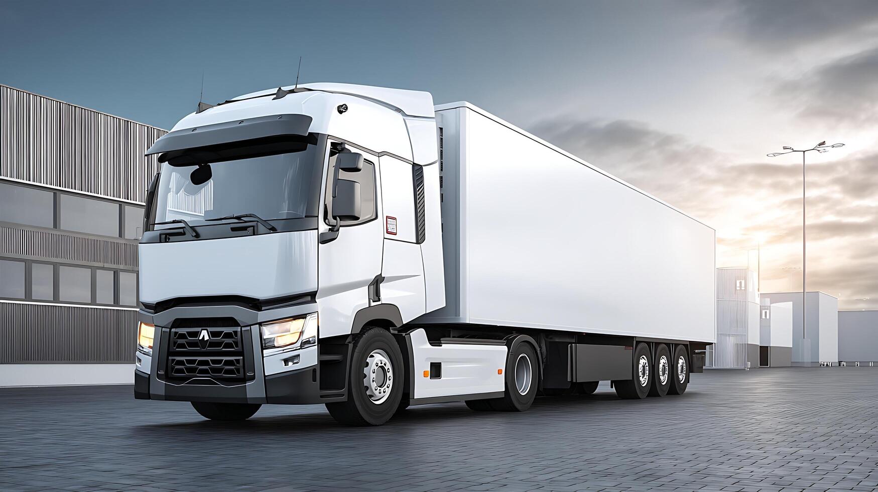 Unique Modern Freight Truck in High-Resolution Outdoor Scene photo