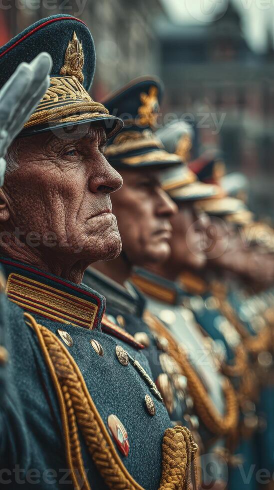 Soldiers in ceremonial uniforms participate in a formal military event showcasing discipline and pride photo