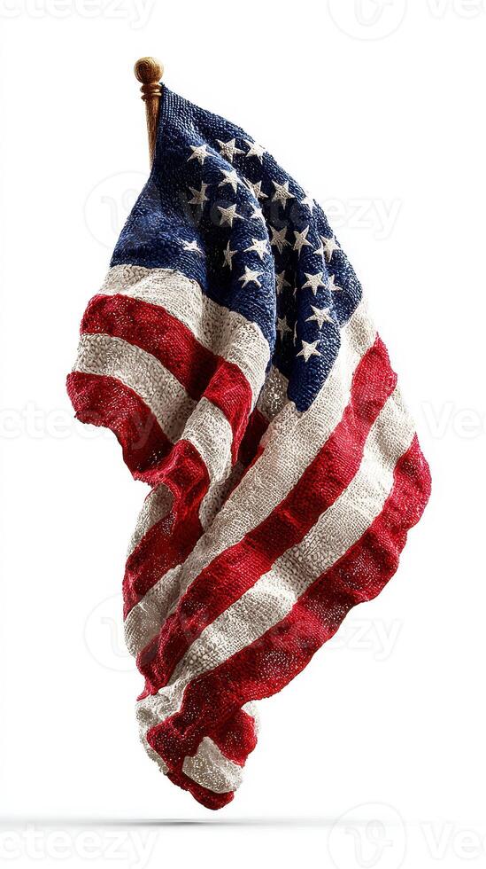 Waving American flag in vibrant colors displaying patriotism and unity photo