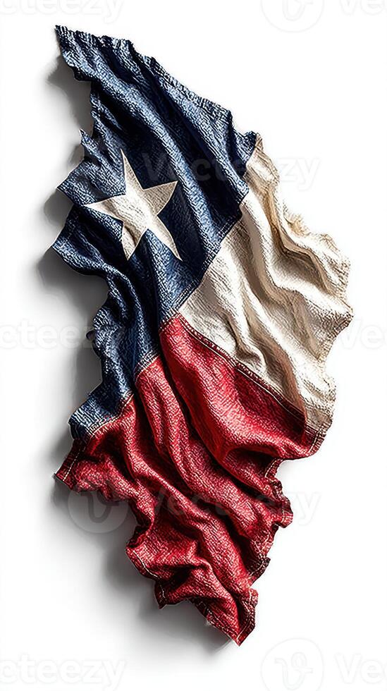 Texas state flag displayed in a textured, artistic manner, emphasizing the colors and shape, highlighting local pride and identity photo