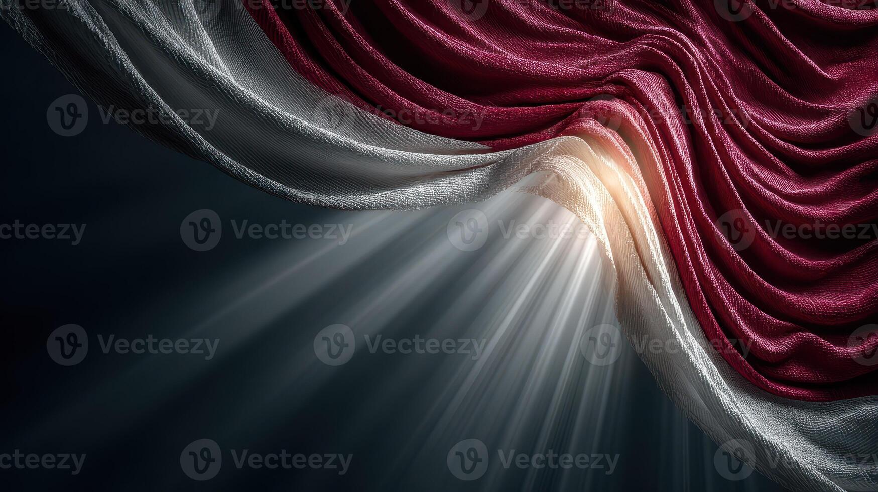Dramatic interplay of light and fabric in deep red and white drapery at an artistic display photo
