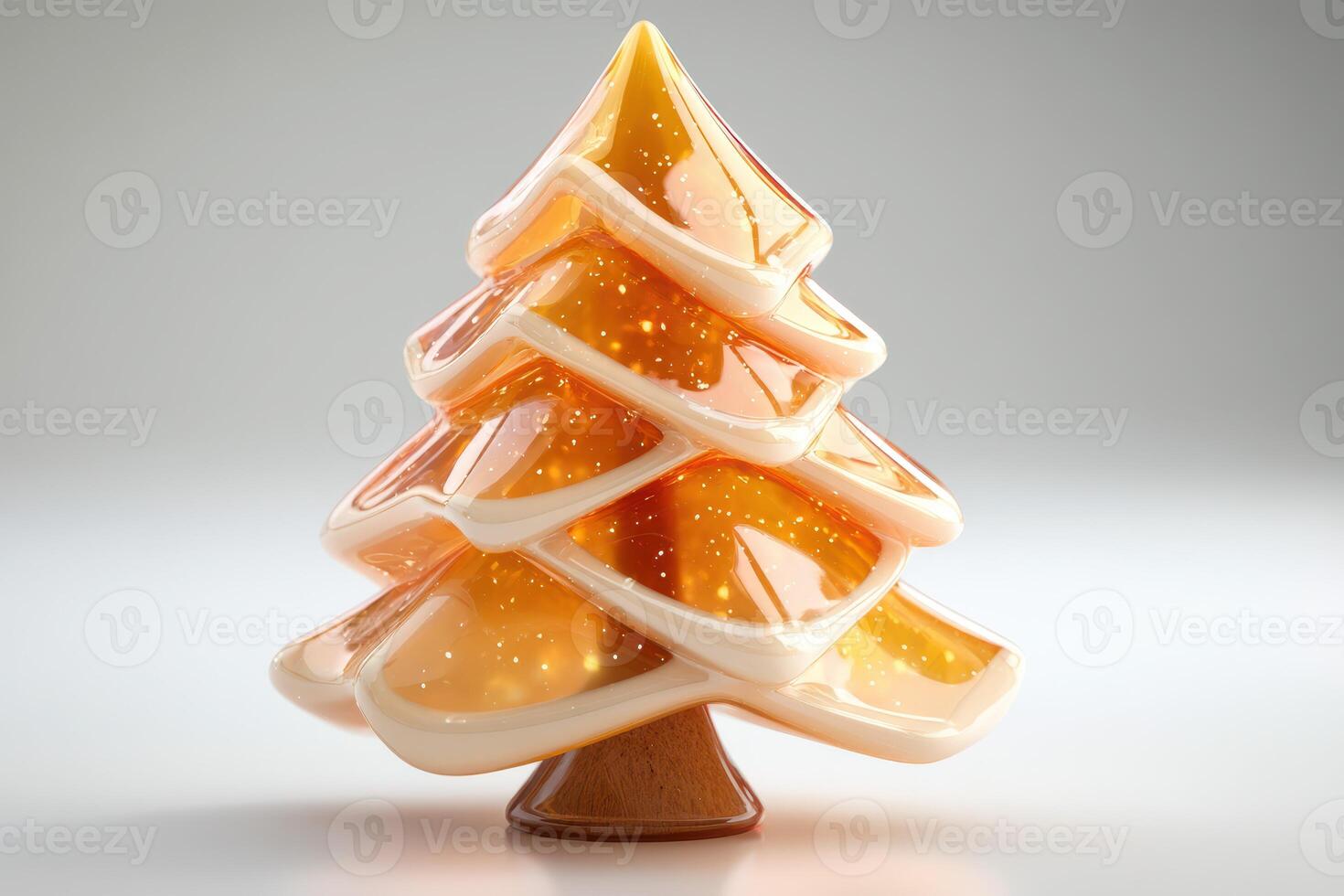 Decorative ceramic Christmas tree with warm glow displayed on neutral background during holiday season photo