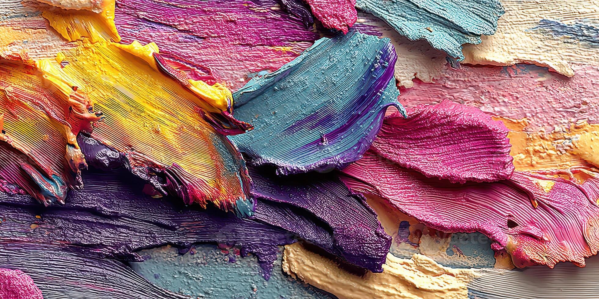 Vibrant abstract painting with rich texture and bold colors created with palette knife technique photo