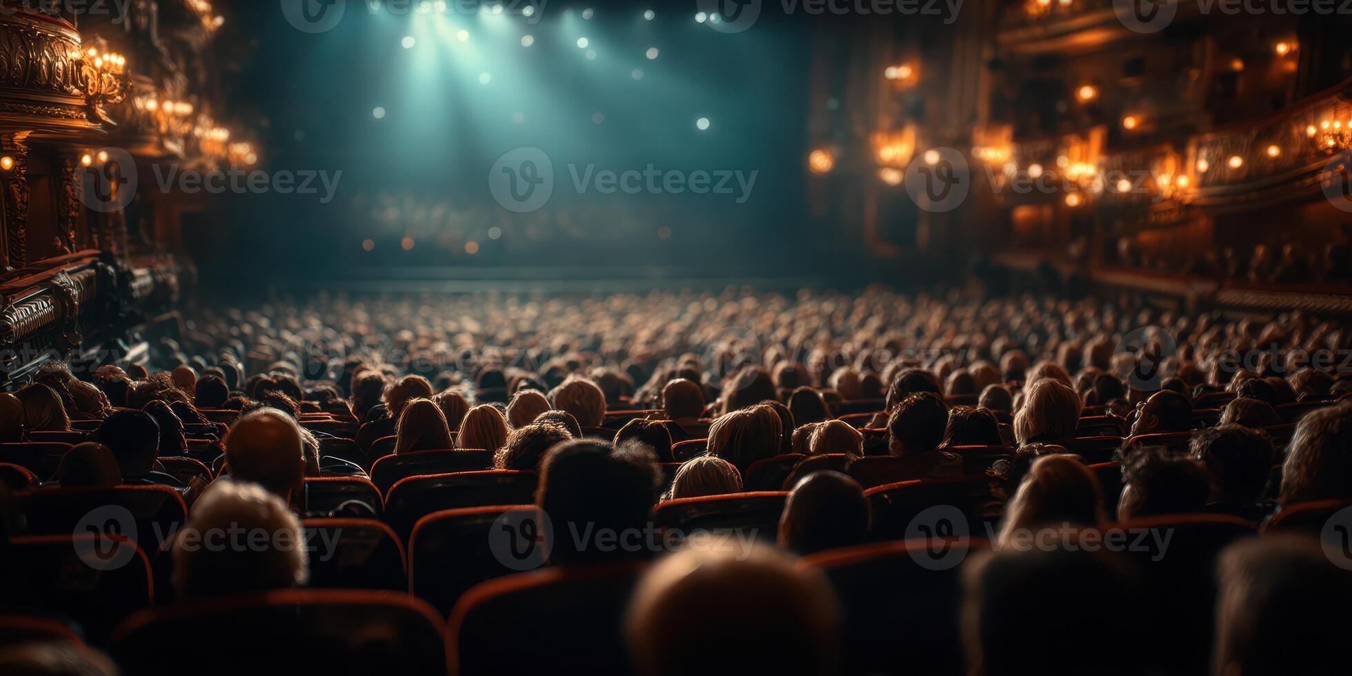 Audience gathers to enjoy live performance in historic theater, creating a vibrant atmosphere of excitement and anticipation photo