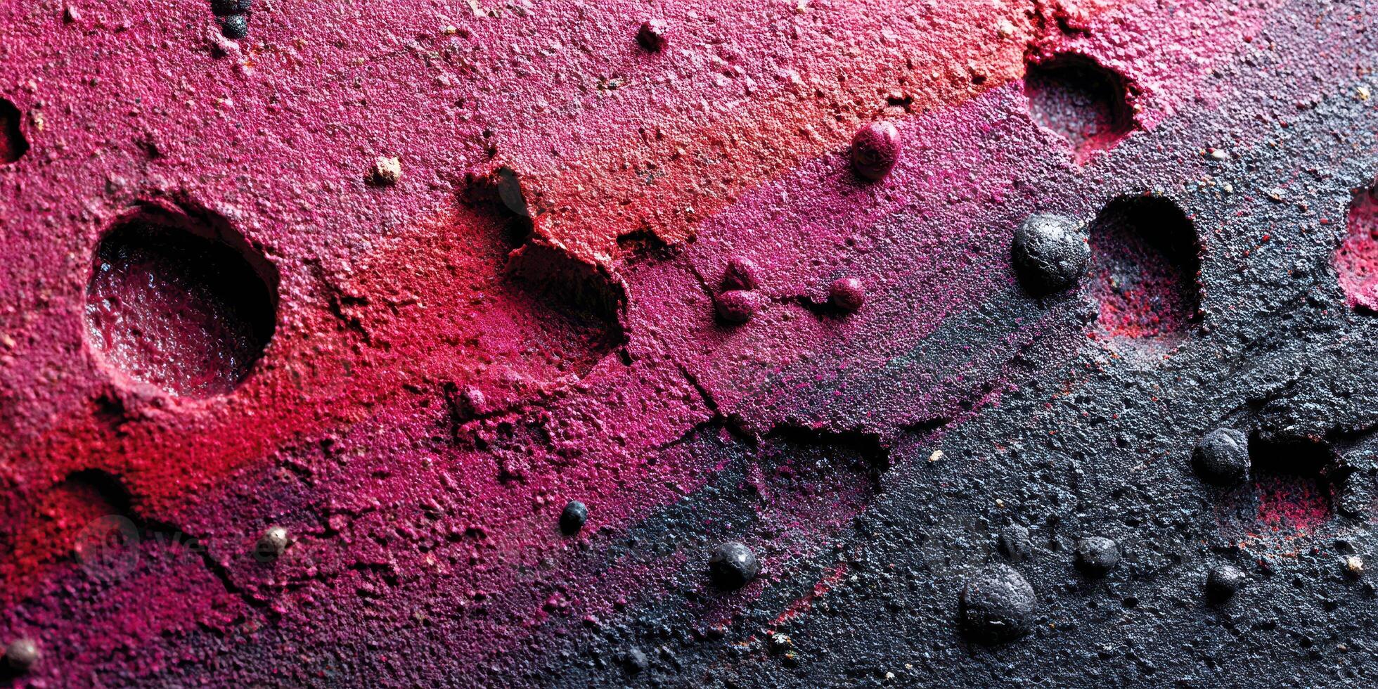 Textured surface with vibrant red and black colors showcasing colorful speckles and uneven patterns in a contemporary setting photo