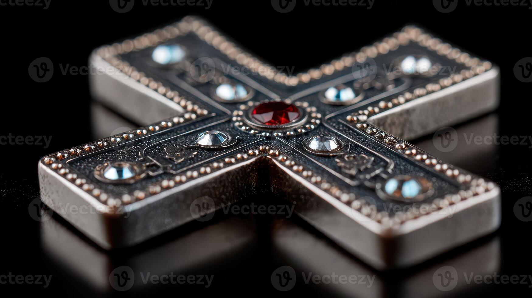 Unique decorative cross featuring gemstones and intricate designs, ideal for home decor and personal expression photo