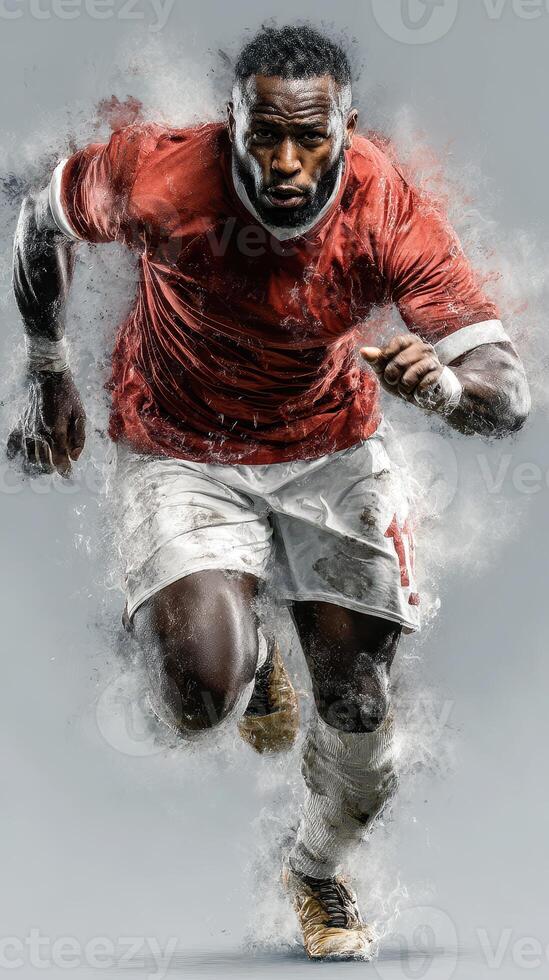 Dynamic soccer player in action during a match showcasing agility and strength in a vibrant sports setting photo