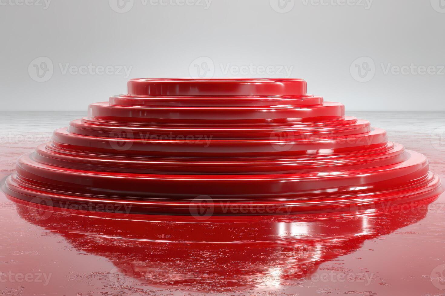 Colorful layered design with a glossy finish on a reflective surface creating an abstract focal point photo
