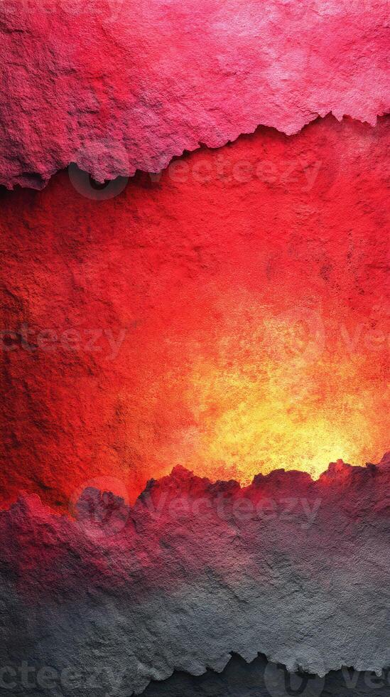 Vibrant texture of a fiery sunset over a textured stone background showcasing deep reds and soft blacks photo