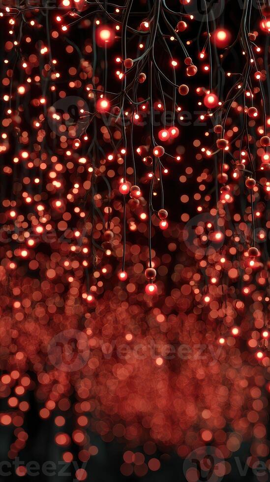 Dazzling red lights create a festive atmosphere for celebrations in a darkened setting during winter evenings photo