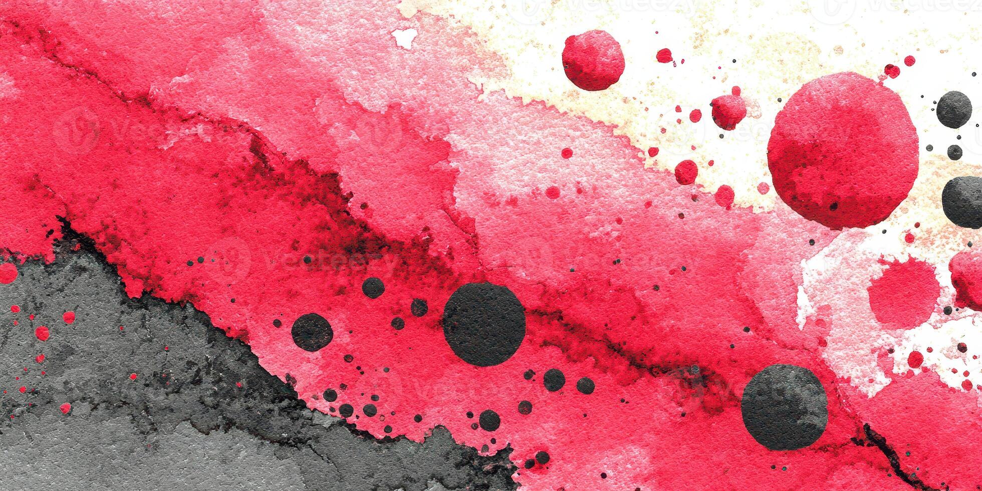 Colorful abstract watercolor painting with splashes and circular shapes creating a vibrant artistic expression photo