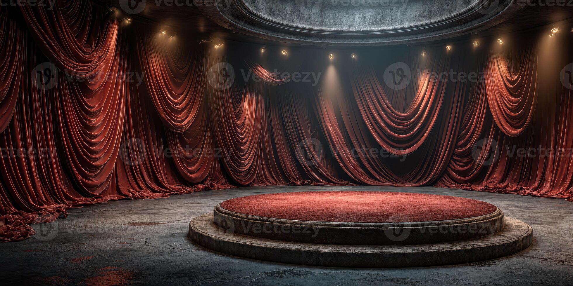 Elegant stage setup for a dramatic performance in an intimate theater venue after dusk photo