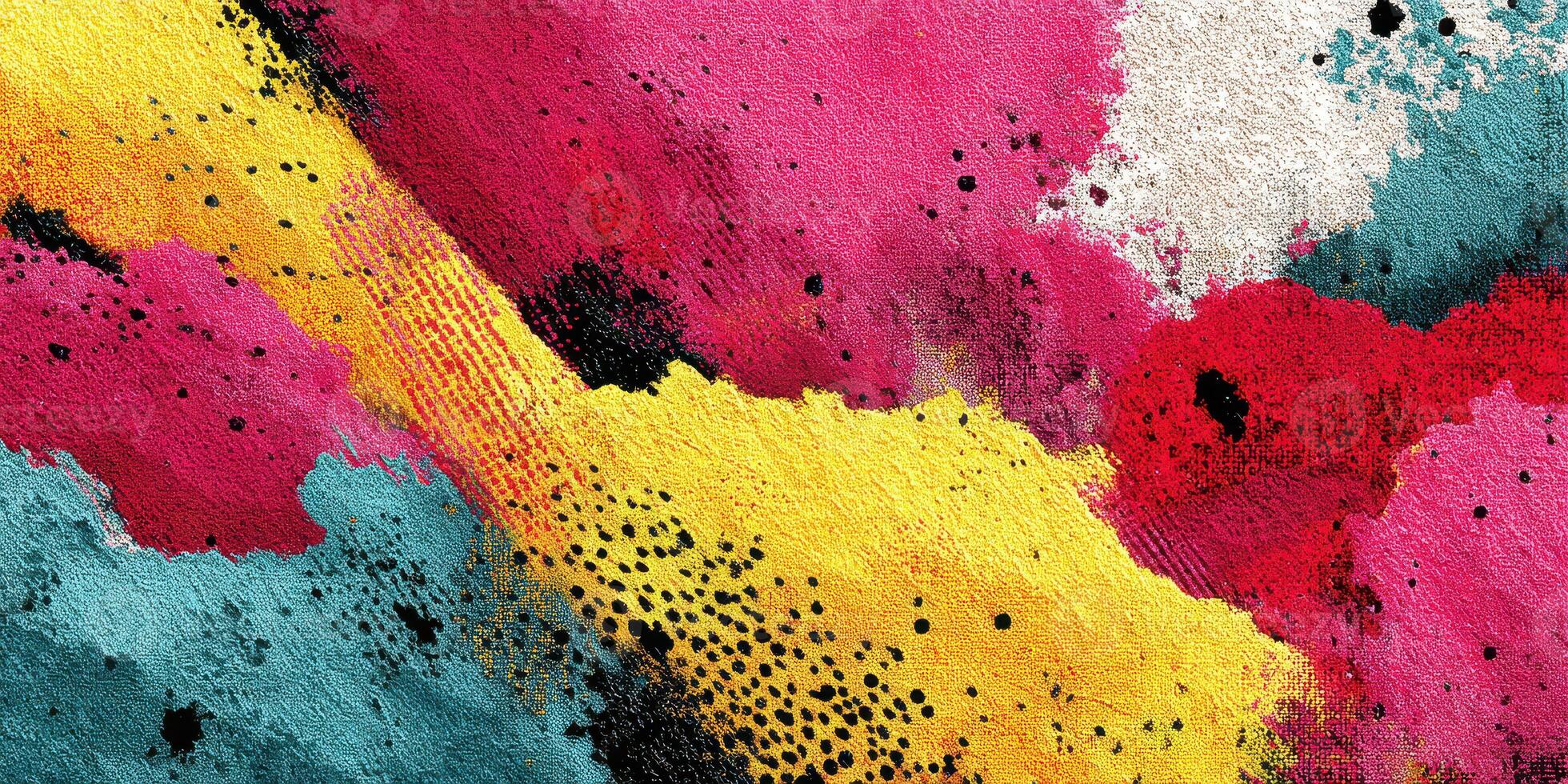 Vibrant abstract artwork with bold colors and dynamic patterns created on a textured surface photo