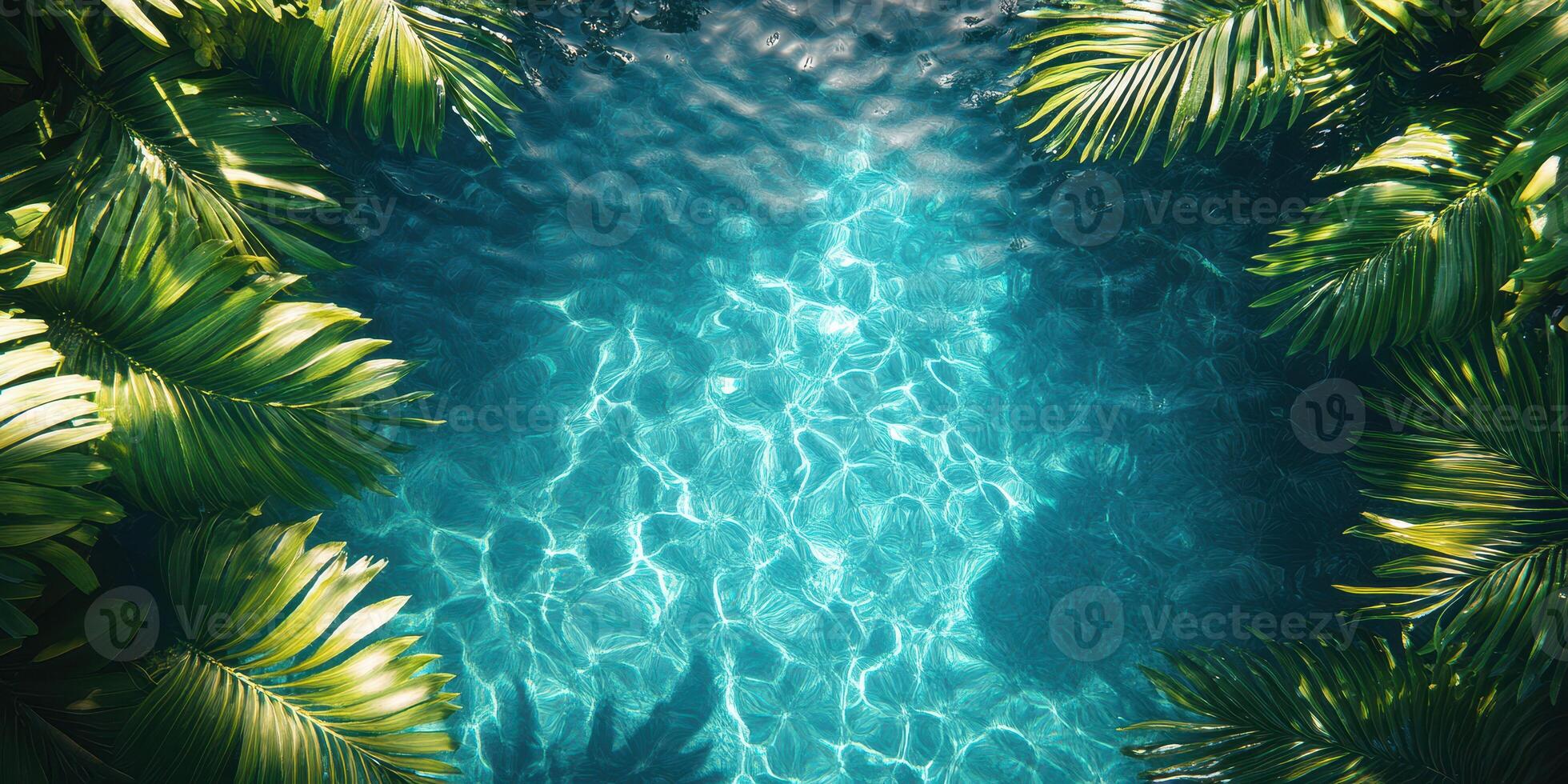 Clear tropical water surrounded by lush greenery creates a serene escape in a tranquil setting photo