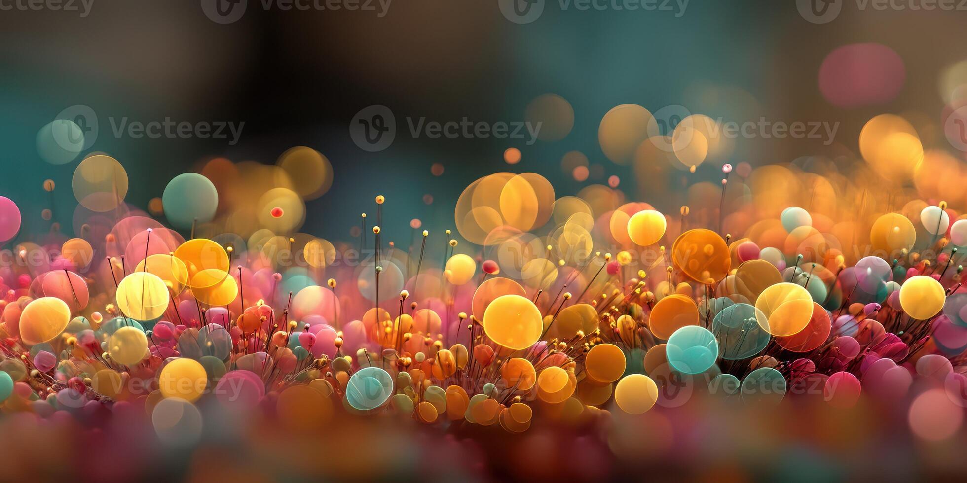 Colorful bokeh lights create a vibrant atmosphere in a festive outdoor setting during a joyful evening gathering photo