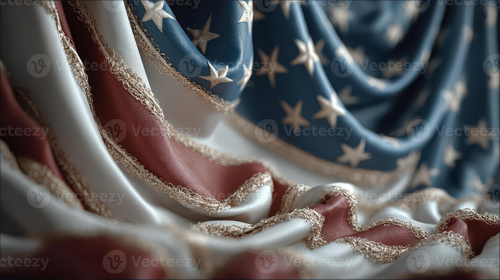 Waves of texture and color showcase a classic American flag in a decorative setting with elegant detailing photo