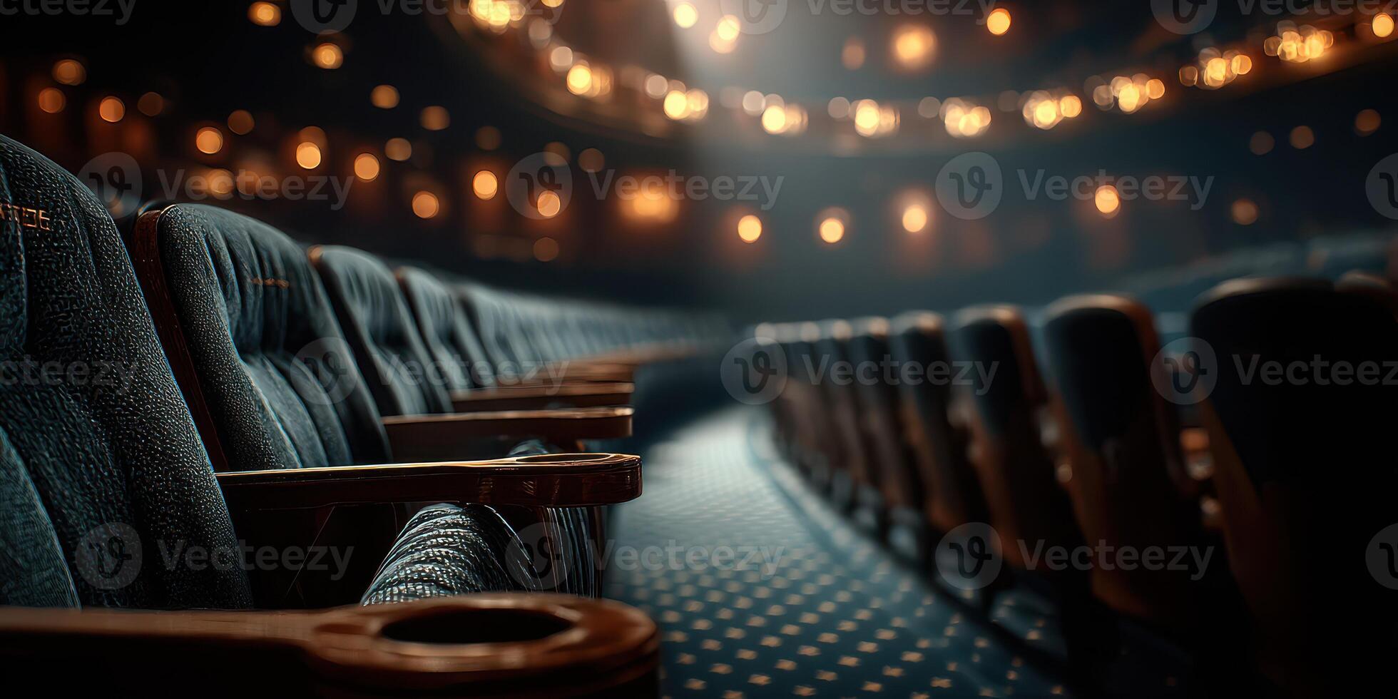 Elegant theater interior with empty seats inviting the audience for a captivating show photo