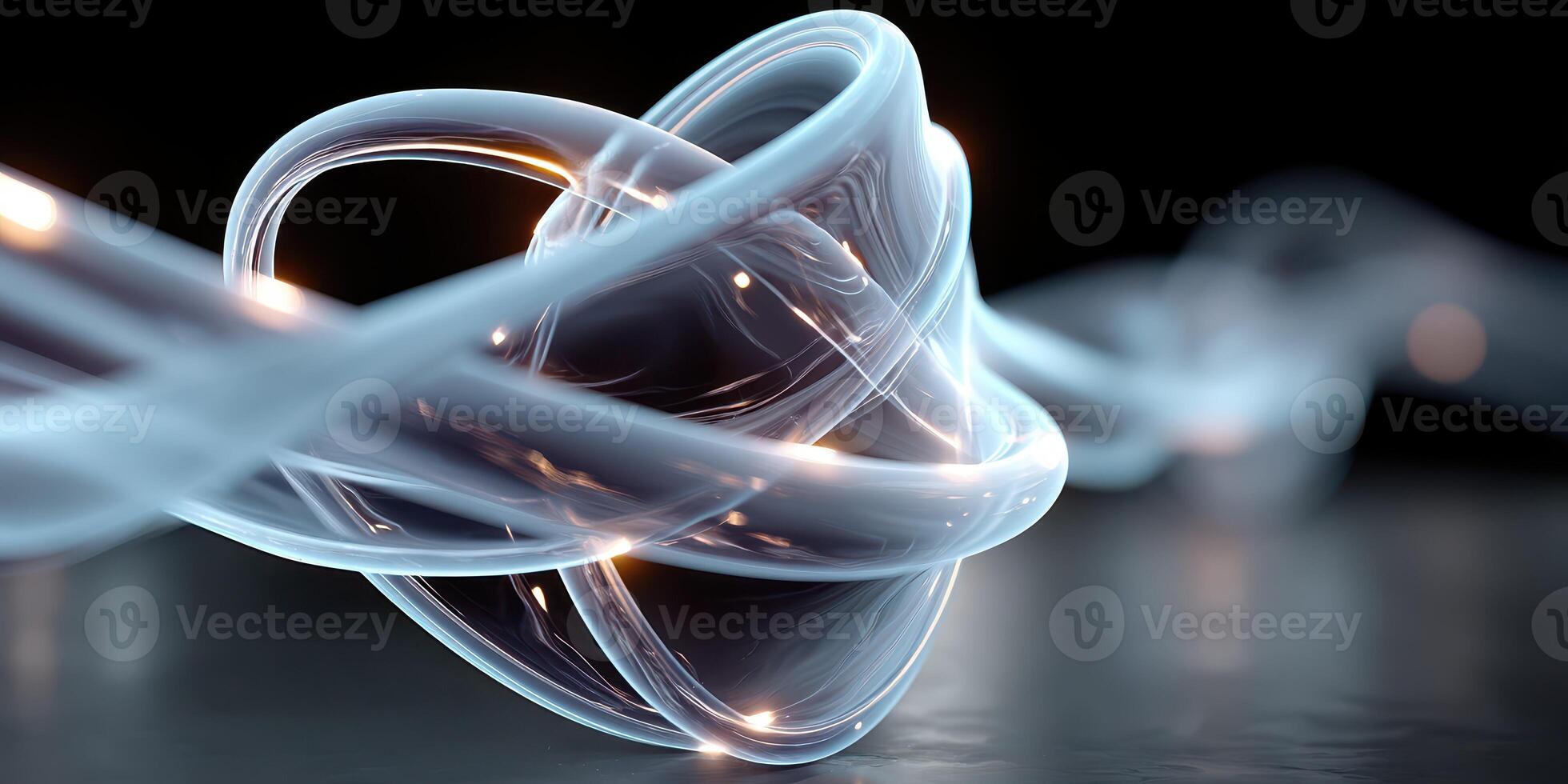 Abstract light trails intertwining in a dark environment creating a sense of movement and flow photo
