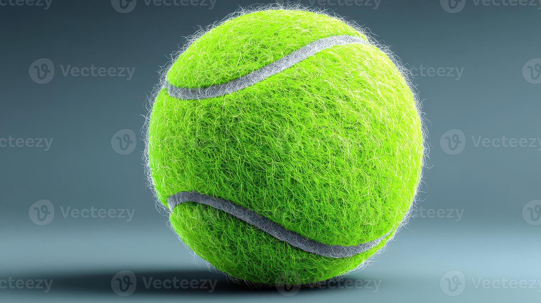 Bright green tennis ball on a simple background showcasing its texture and design during a casual game setup photo