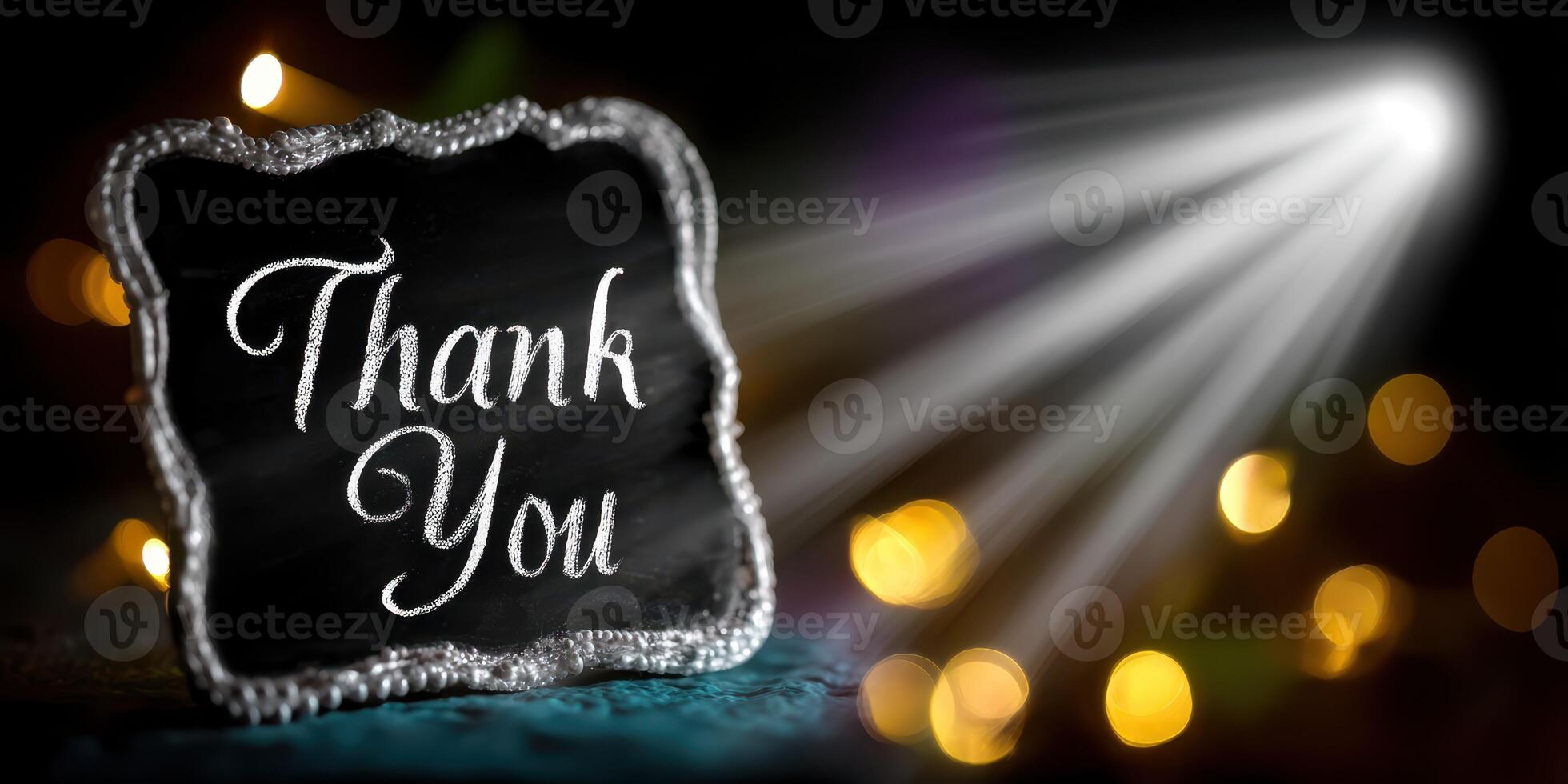 Creative thank you message displayed with decorative board and soft lighting for special occasions photo