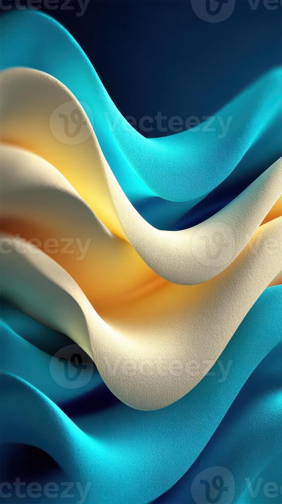 Colorful waves of fabric flowing softly under gentle light create a serene and calming atmosphere in modern decor photo