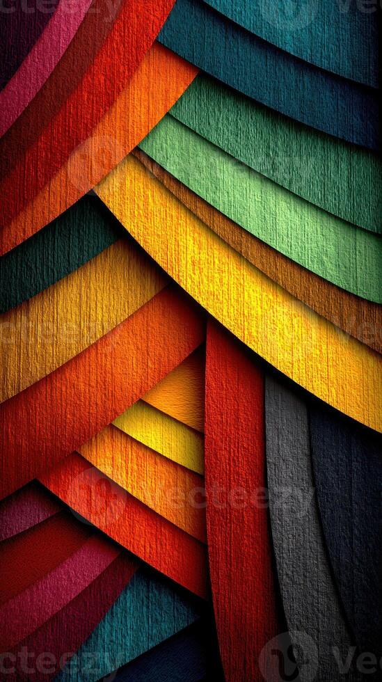Vibrant abstract design featuring colorful layered textures in various hues and shades creating an artistic visual composition photo